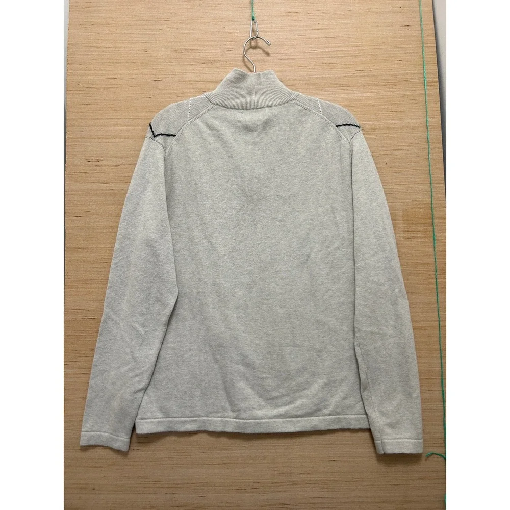 Nautica Mens Argyle Quarter Zip Sweater‎ Gray Cotton Mock Neck Pullover Size M